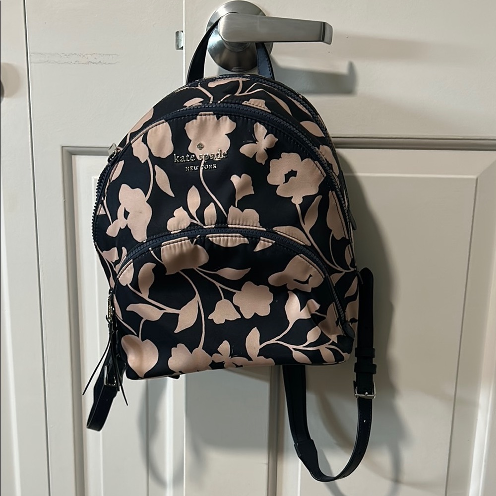 Kate Spade Navy and Tan Floral Backpack